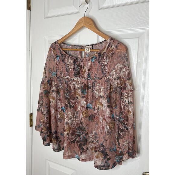 Anthropologie Akemi + Kin Women's Floral Pink Rose Patriza Blouse Size Medium - Picture 3 of 6